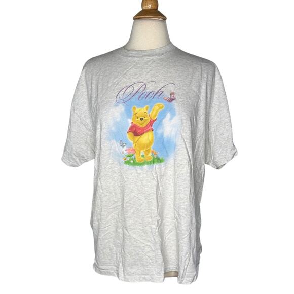 Disney Winnie The Pooh Vintage Sparkle Glitter Graphic Tee Oversized Lounge GG27 - Picture 1 of 10